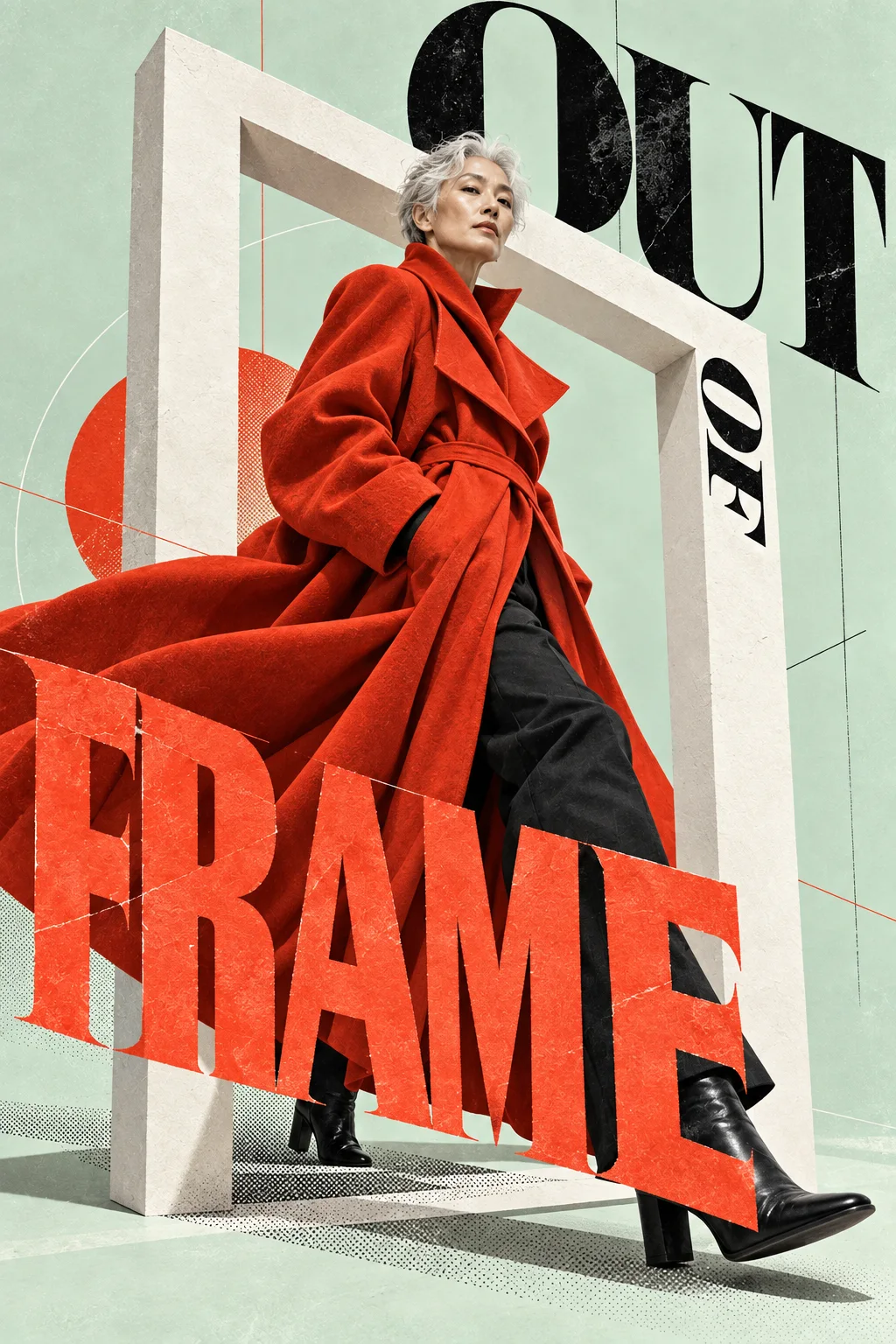 Out of Frame — the title and subject break beyond the frame