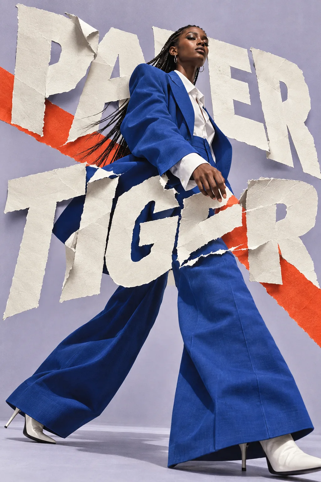 Paper Tiger — a torn-paper headline crosses the figure
