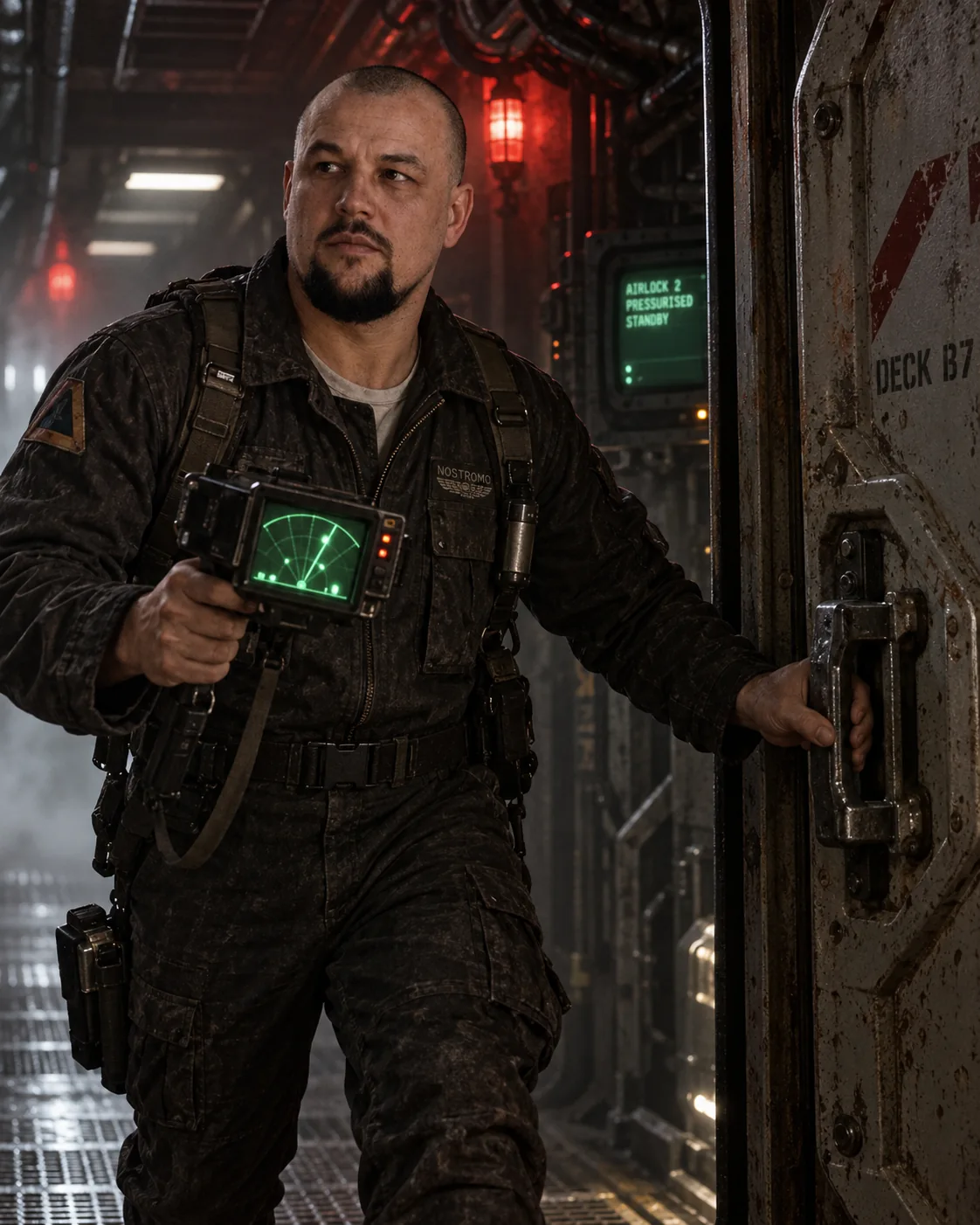 Same character with a glowing device