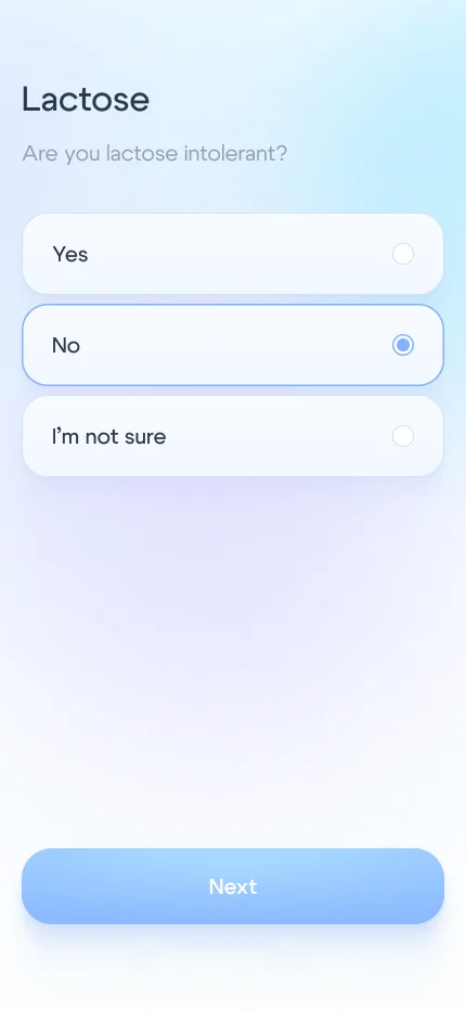 Onboarding screen 11: lactose