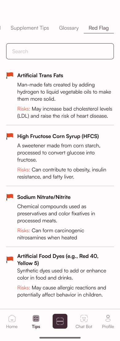 SafeSupp Red flags glossary