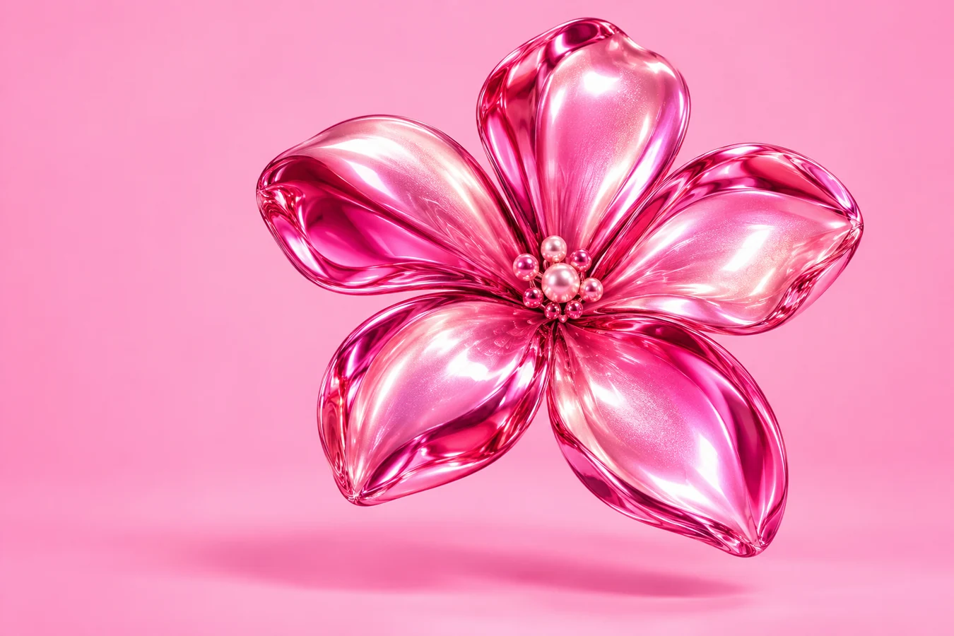 Sculptural, shimmering pink flower